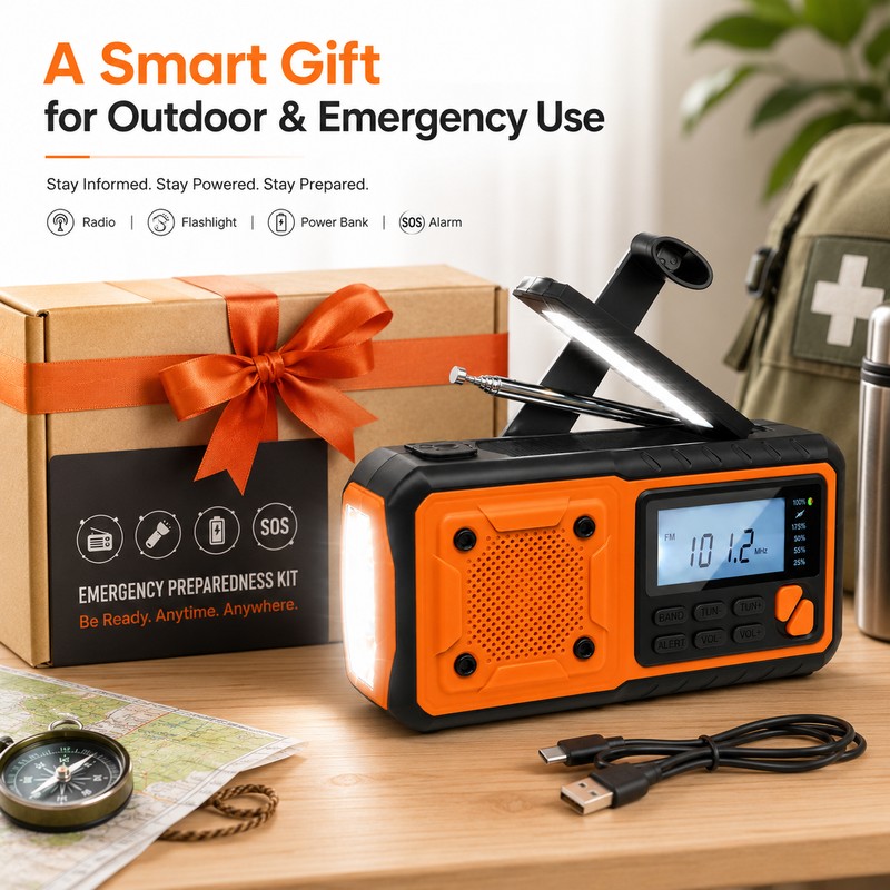 4000mAh Emergency Weather Radio with Hand Crank and Solar Charging