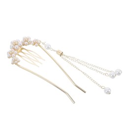 Ipetboom U Shaped Pearl Flower Hairpin Lightweight Asian Hair Accessories for Women Secure Grip Hair Fork Comb with Modern Floral Design Comfortable for Bridal Prom Tea Party Hairstyles