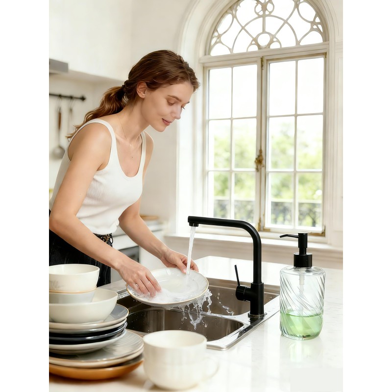 500ml/17 Oz Textured Hand Glass Soap Dispenser with Black Plastic