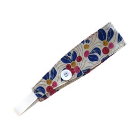 Headband with Buttons for Masks or without Buttons - Organic Cotton Ear Saver - Tan with Floral Design