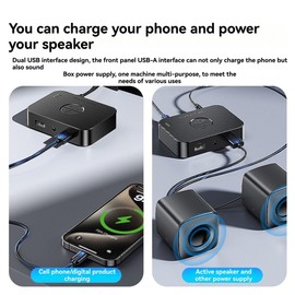 Aswalling Wireless -Bluetooth5.4 Audio Transmitter Receiver 3.5MM AUX Adapter HiFi Audio Amplifier Universal Module with Mic