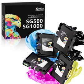 Xcinkjet 3.9.0 SG500 SG1000 Sublimation Ink Cartridges Compatible Replacement for Sawgrass SG500 SG1000 Printers, Upgraded Chips, Compatible with All Firmware Versions (BK, C, M, Y, 4PK)