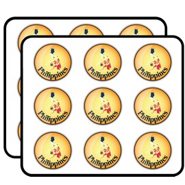 Philippines Map Flag Glossy Label Art Decor 2" Each Sticker for Scrapbooking, Calendars, Arts, Kids DIY Crafts, Album, Bullet Journals 18 Pack