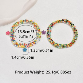 Butterfly Anklet for Women Beaded Flower Ankle Bracelets Plus Size Beach Boho Summer Stretch Cute Jewelry Gift (Flower)