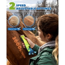 Luzrise Cordless Horse Clippers, Professional Pet Grooming Clippers, 2 Speed Pet Trimmer with 4 Magnetic Guide Comb, Detachable Blade, Low Noise< 50db for Horse,Pony,Cat,Dog,Goat