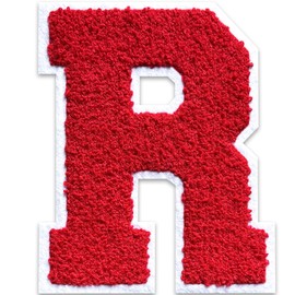 6.5" Varsity Letter Patches Large Iron on Letters Chenille Letterman Jacket Patches for Clothing/Jacket/Varsity/Bag (Red, R)