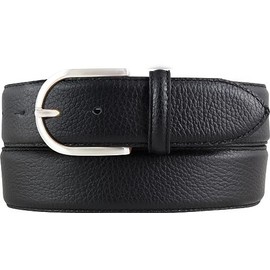 BELTINGER Women's Belt Made of Grained Leather with Quilted Seam, 4 cm, High-Quality Leather Belt with Pigment Embossing, 40 mm, Women's Jeans Belt with Round Belt Buckle, 4 cm, black, silver