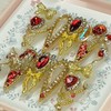 [Premium] Night of Blood Red Ribbon Handmade Nail Tips -