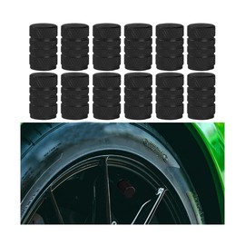 LKAHG 12PCS Car Tire Valve Stem Caps, Leak-Proof Vehicle Tire Air Cap Set, Aluminum Alloy Automotive Stem Covers Accessories, Universal for SUV Bike Bicycle Truck Motorcycle (Black)