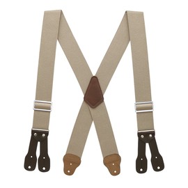Suspender Store 2-Inch Wide Low-Stretch Logger Suspenders - Industrial Button - 42" for 5'0" to 5'9" tall - Tan