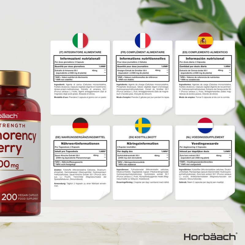 Montmorency Cherry Capsules 2400mg | 200 Count | Tart Cherry