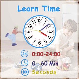 SOCICO Kids Watch for Boys Girls, Learning Educational Watch, 3ATM/30M Waterproof Time Learning Gift Children's Analogue Watch (Blue)