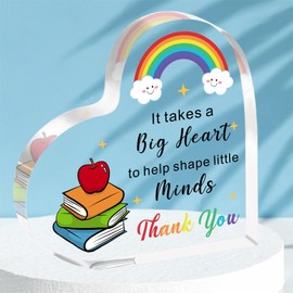 HULALA Teacher Gifts Teacher Gifts For Women Thank You Teacher Gifts Acrylic Heart Teacher Plaque Teacher Appreciation Gifts Teacher Leaving Gifts It Takes A Big Heart To Help Shape Little Minds