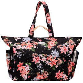 SHYLERO Beach Bag for Women - Huge - XXL Travel Bag - Tote Bag - Weekender Bag - 8 Pockets - 2 Way Zip - 26"x18"x12"