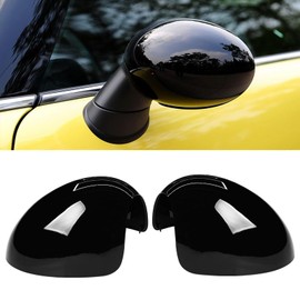 Adzfel 2PCS Compatible with MINI Cooper Mirror Cover R55 R56 R57 R58 R59 R60 R61 2007-2016, Left Right Side Mirror Caps Rearview MirrorCover Cap Replacement, Manual Folding Mirrors Only - Glossy Black