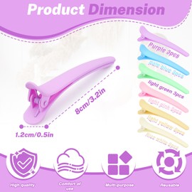 LELE LIFE 18Pcs Alligator Hair Clips for Styling, Non Slip Matte Duck Billed Hair Clips Hair Roller Clips for Women Makeup Salon Hairdresser Sectioning (6 Colors A)