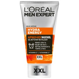 L'Oréal Men Expert XXL Face Cleansing Against Tired Skin for Men, Refreshing Wash Gel Against Impurities, Men's Cleanser for the Face with Guarana and Vitamin C, Hydra Energy, 1 x 150 ml