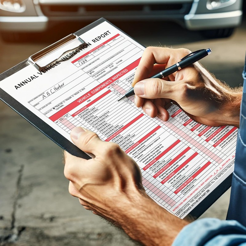 Annual Vehicle Inspection Report Form 30-pk 3-Ply Carbonless,Adhesive Vinyl Label