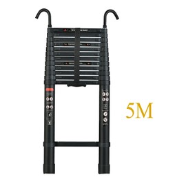 Aluminum Extension Ladder for Indoor and Outdoor use Telescopic Ladder with Hook Folding Aluminum Step Stool Non-Slip Step Ladder 5m/16.4FT Small and Compact Max Weight 150kg