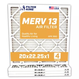 Filter King 20x22.25x1 Air Filter 4-PACK MERV 13 Actual Size 20 x 22.25 x .75"