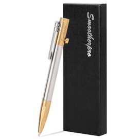 SMOOTHERPRO Bolt Action Pen Compatible with Parker Refill Stainless Steel Pen Clip for EDC Writing Tremor Parkinson Arthritic Business Gift (SP01NA2)
