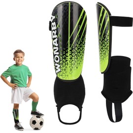 Shin Guards Soccer Youth Kids - Shin Guard for Toddler Boys Girls Teenagers 2-18 Years Old with Ankle Sleeves Protection - Football Shin Pads Equipment with Adjustable Strap - Green,M