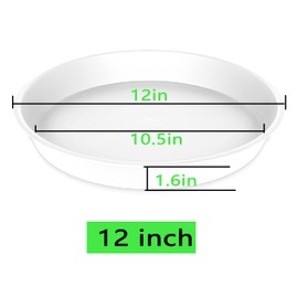 Angde 6 Pack of 12 inch Plant Saucer, Plant Saucers 12 Inch Round, Plant Trays for Pots, Plant Drip Tray, Plant Pot Saucers, Pot Saucer 12", Plant Saucers for Indoors (12", Creamy White)