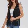 Women Tassel Vest 70s Hippie Faux Suede Rivets Sleeveless Fringe