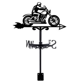 SUPERDANT Motorcycle Man Weather Vane Retro Motorcycle Weathervanes for Roof Motorcycle Metal Weathervane for Garden Wind Direction Indicators for Sheds Yard Farmhouse Outdoor Barn Patio Decor