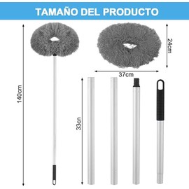 Limpiador de Ventilador de Techo, Plumero de Limpieza, Plumeros Lavables, Cepillo de Limpieza y Polvo Reutilizable con Varilla, para Limpiar Ventiladores de Techo, Techos Altos, Muebles