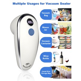 WanshengLe Airtight Food Storage Containers Set(Handheld Vacuum Sealer Machine + Glass Storage Container+ 5 Reusable Vacuum Bags),Portable Food Sealer, Glass Meal Prep Containers with Lids