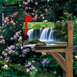 Baocicco Waterfall Magnetic Mailbox Cover Pool Lake Green Plants Mountain Mailbox Cover Spring Natural Landscape Mailwraps Standard Size 21x18 Inch Fabric Mail Box Cover for Outdoor Rustic House