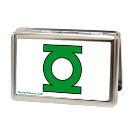 Buckle-Down Business Card Holder - Green Lantern Logo CLOSE-UP White/Green - Large