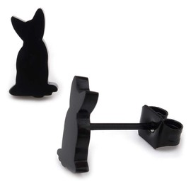 Steelmeup Stainless Steel Cute Black Cat Silhouette Post Stud Earrings Play Sit Jump, Metal, metal