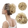 Ziyonix Messy Hair Scrunchies 2Pcs, Thick Curly Wavy Hair Piece