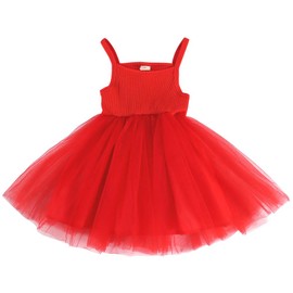 Baby Girls Toddler Tutu Dress Sleeveless Princess Infant Tulle Sundress(Red, 2-3 Years)