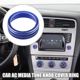 X AUTOHAUX 5PCS Front AC Media Tune Knob Cover Ring for VW Golf MK7 Blue