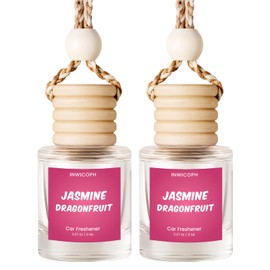 INWICOPH Premium Car Air Freshener Diffuser Set (2 Pack) - Jasmine Dragonfruit Fragrance Oil, 45+ Day Long-Lasting Hanging Auto Freshener