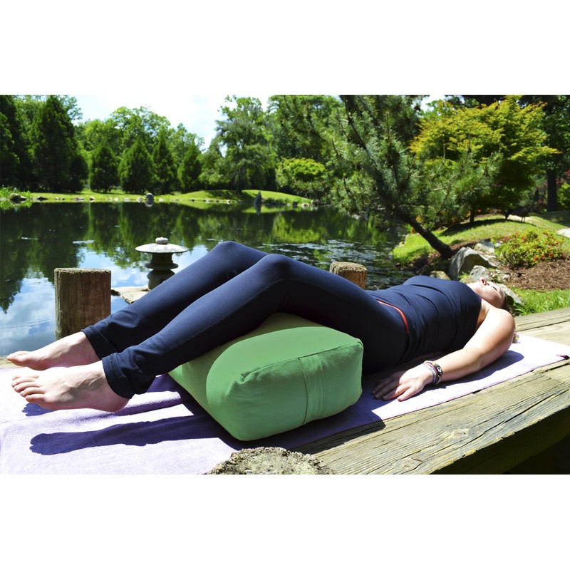 YogaAccessories Supportive Rectangular Cotton Yoga Bolster - Green