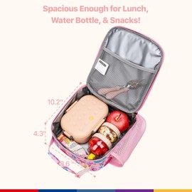 Bagseri Lunch Bag for Kids - Girls Lunch Box Insulated Leak-Proof and Reusable Lunch Bag for Girls With Water Bottle Holder Toddler Lunch Box for Daycare and School, Pink Marine Animals