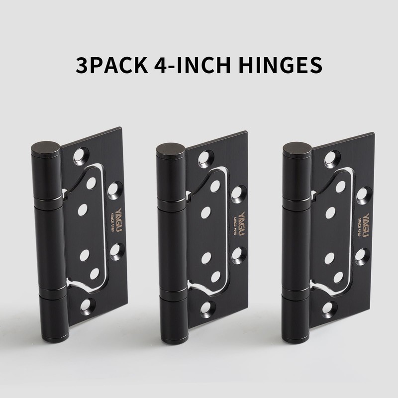 YAGU 3 Pack Non-Mortise Door Hinges - 4" × 3"