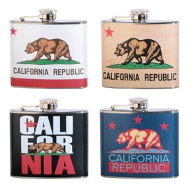 California Love 5 oz. Stainless Steel Flasks (Set of 4) (Assorted Designs)