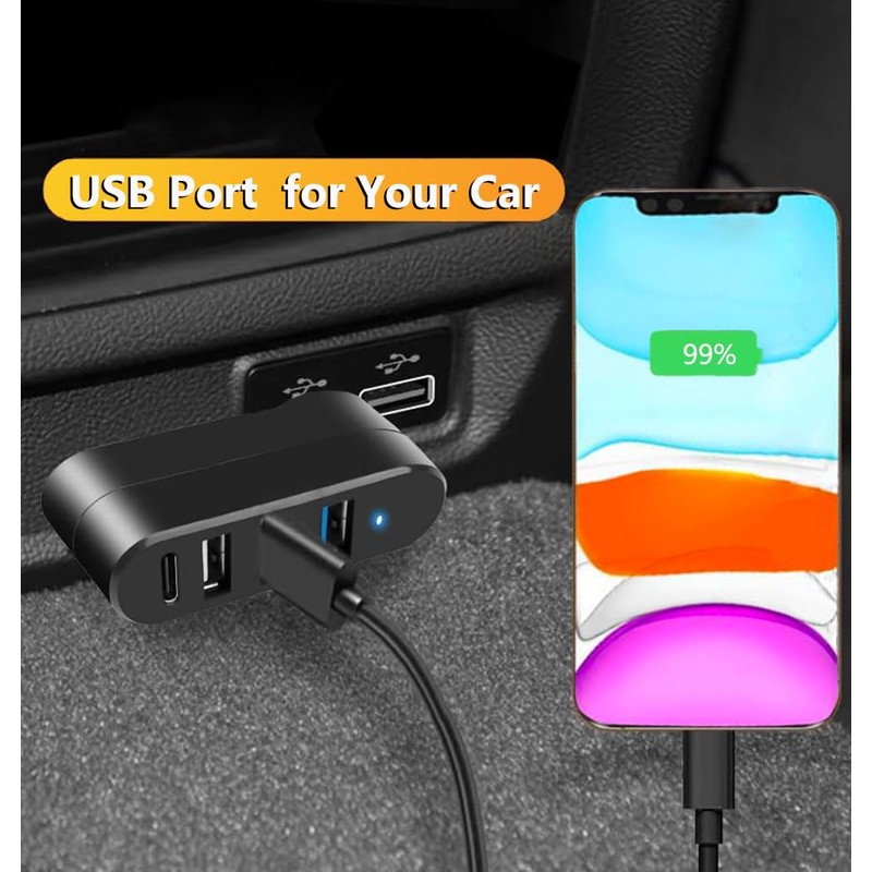 4Ports USB 3.0 Hub [90°/180° Degree Rotatable], USB Splitter Extender