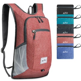 Xgunion Hiking Backpack 15L Small Travel Backpack Lightweight Daypack Foldable Hiking Backpack Packable Camping Hiking Backpack for Women Men (Red)