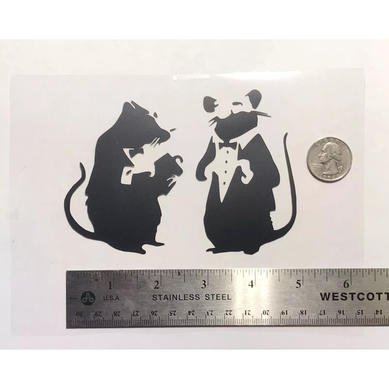 Unbranded Banksy Tuxedo Rats BLACK vinyl decal weatherproof dishwasher-saf