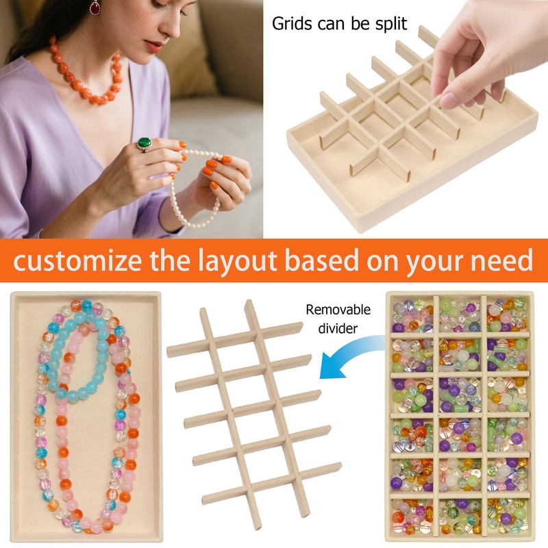 MINIBIGBOX 144 Grid Earring Organizer 8 Pack Jewelry Trays Stackable