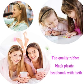 Springtime 12pcs Black Plastic Headbands with Teeth For Girls Kids 8mm Thin Hard Headbands for Lady Women Simple Plain Headbands
