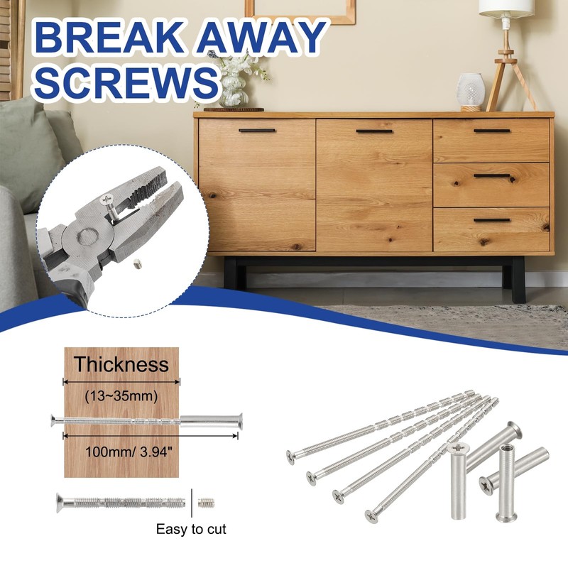 PATIKIL Door Handle Screws M4x100, 10 Set Cabinet Handle Break