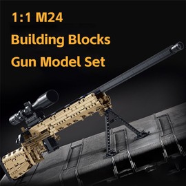 Building Blocks Gun Model Set - 1086 Pieces 1:1 Building Bricks Gun Toy, DIY Assembling Shootable Toys for Teens Boys Son Grandson Adults Sniper Military Hobby Collectors Christmas (Beige-M24)
