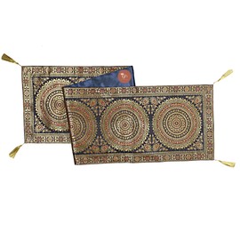 IGH Banarsi Brocade Jacquard & Satin Dining Table Runner Set – Luxury Home Décor & Festival Gift, Return Gift (Black)